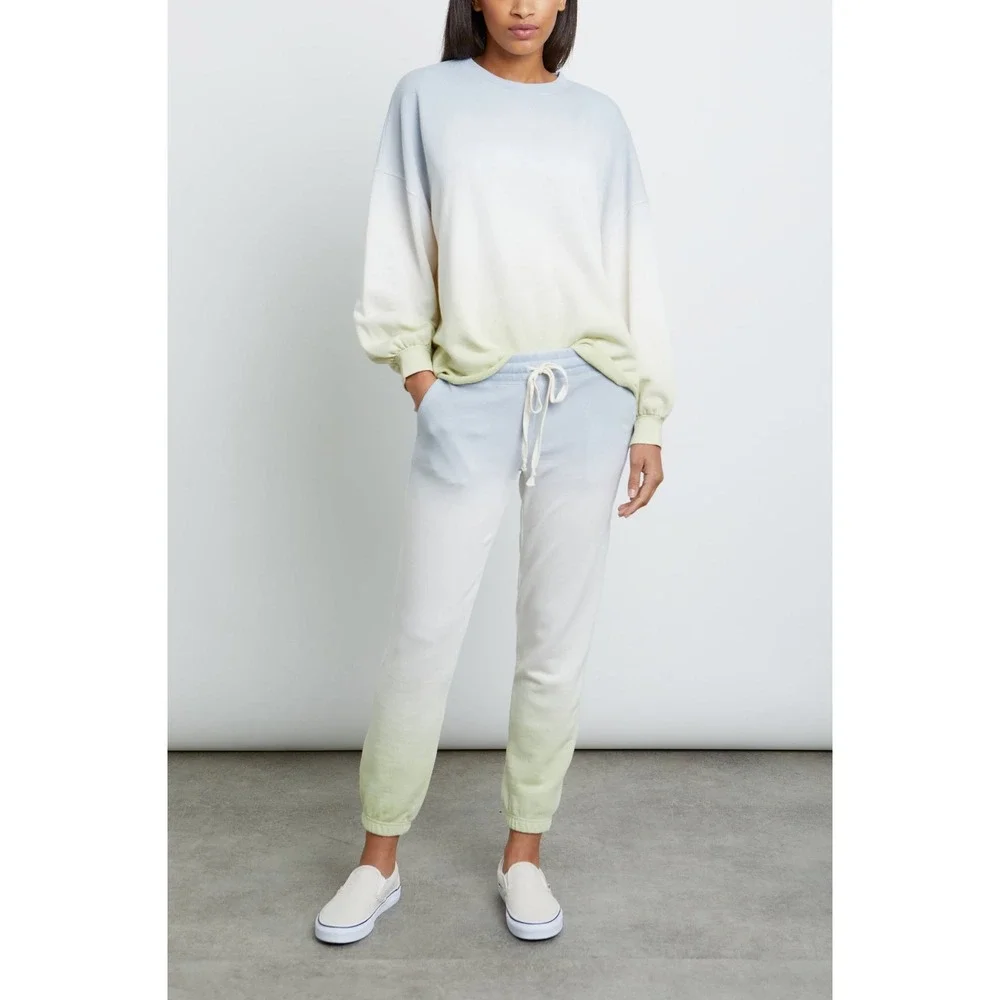 Rails Reeves & Kingston Sweatshirt Sweatpants Set Blue Mint Dip Dye L